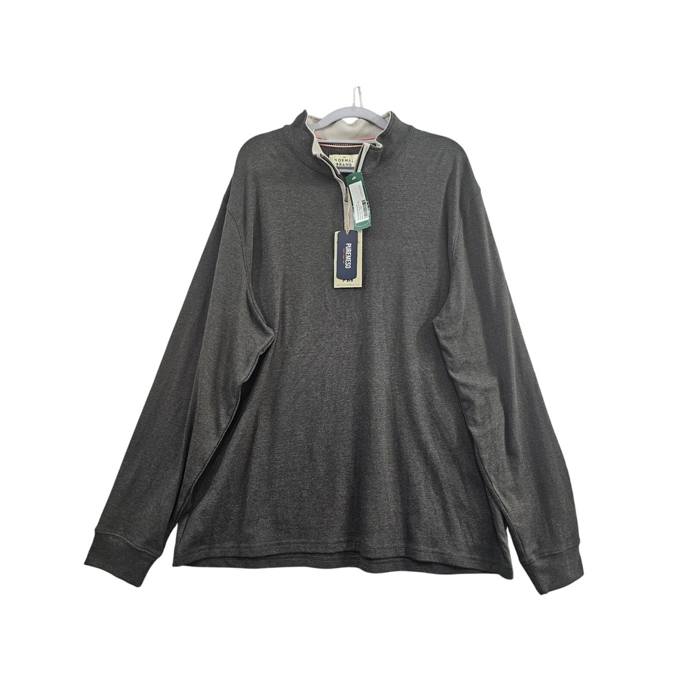 The Normal Brand Puremeso Quarter Zip Mens‎ XXL Dark Grey Solid Cotton Blend New